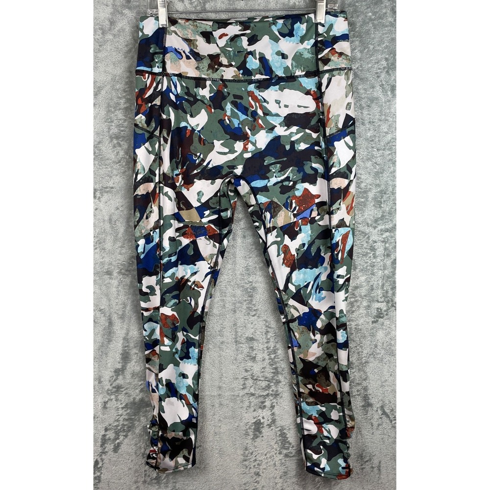 Free People Movement Leggings Large Camouflage Ruched Ankle Athletic Sports Gym